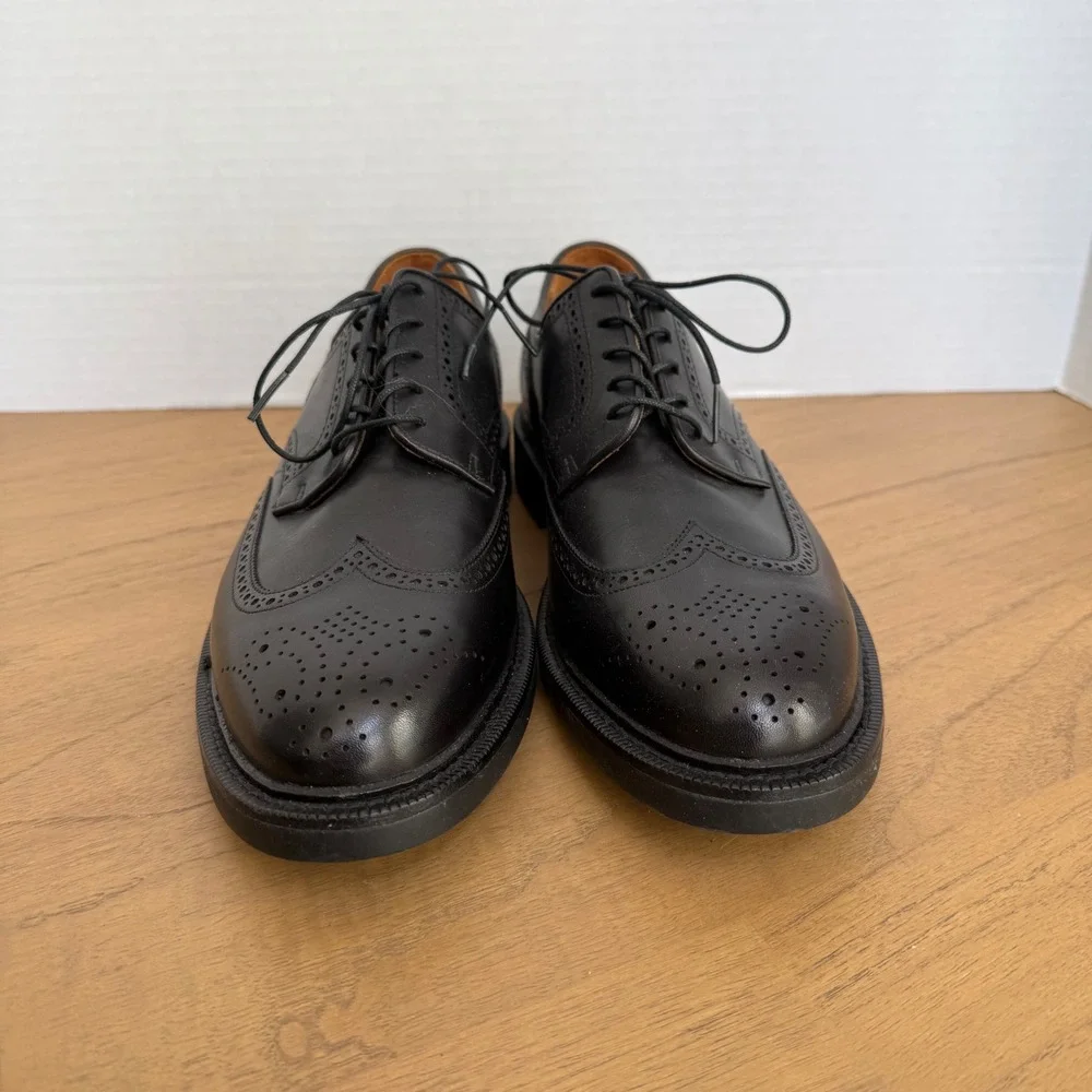 Polo Ralph Lauren Asher Wingtip Shoes Mens 10D‎ Black Cow Leather Brogue Vibram